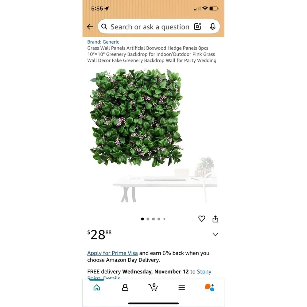 8PCS‎ 10x10 Artificial Boxwood Hedge Greenery Panels Backdrop Wall Decor-NWT
